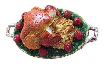 Dollhouse Miniature Turkey On Platter
